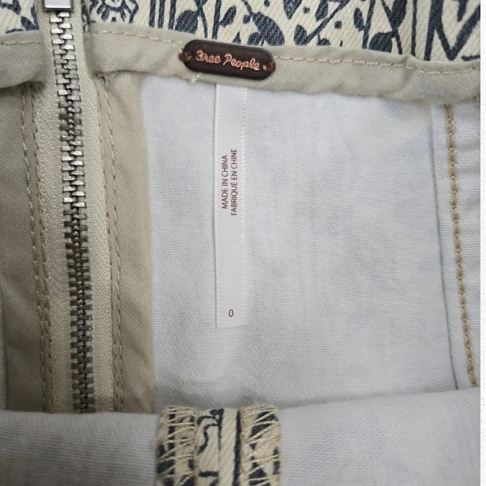 Free People Macadamia Combo Ivory Floral Mini Skirt Cotton Blend Boho Size 0